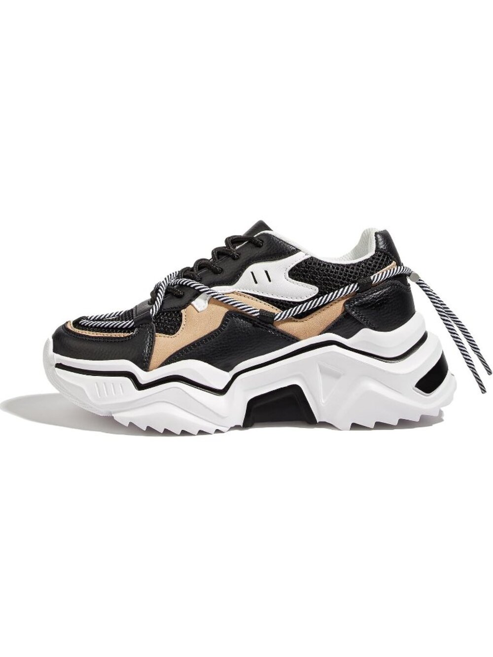 Women's Black/White Colorful Stylish Platform Fashion Chunky Walking Sneakers